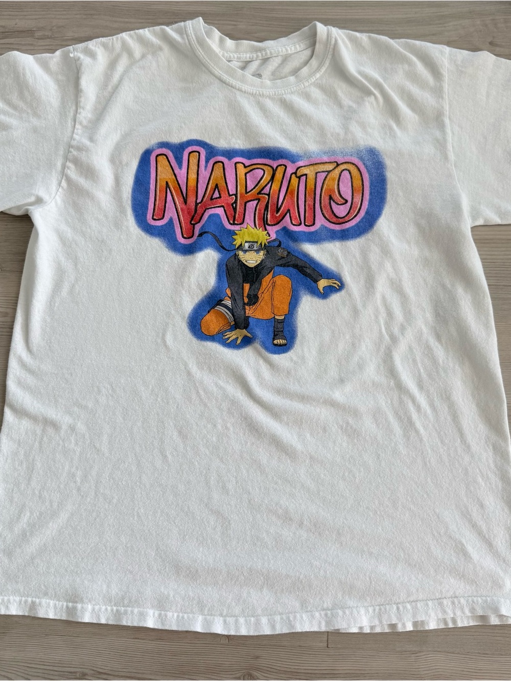 Naruto Shippuden Ripple Junction Graphic T White Faux Airbrush Graffiti Unisex M